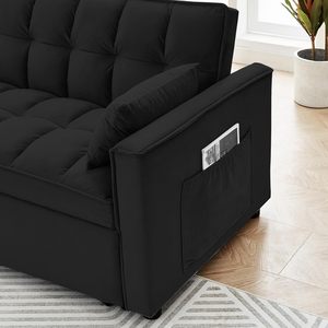 Modern Three-Seat Sectional Sofa Bed Foldable Velvet <strong>Futon</strong> for Apartment Made of <strong>Wood</strong> - Product Image 6