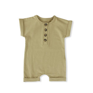 Ropa de Verano al por Mayor para Bebés y Niños Pequeños, Mameluco de Algodón de Color Sólido para Recién Nacidos - Product Image 3