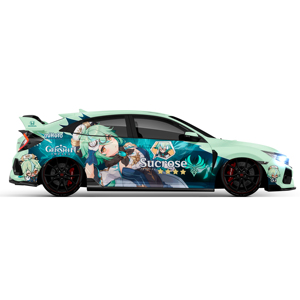 Venta al por mayor Genshin Impact Itasha 19 <span class=keywords><strong>Anime</strong></span> Girl Car Side Wrap gráficos a todo Color vinilo livery calcomanía JDM pegatina compatible con cualquier coche - Product Image 2