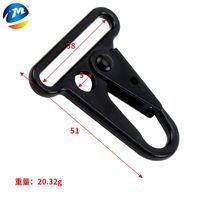 Mousqueton à ressort noir chromé de haute qualité, 360 mm, style combiné, pour sac, fermoir tactique en métal, clip à pression