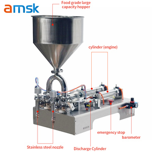 30-300ml For Honey <strong>Peanut</strong> <strong>Butter</strong> Bean Paste Scrub Jam Thick Soda Liquid Automatic Piston Horizontal Double Head Filling Machine - Product Image 3