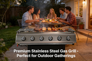 Barbecue à gaz en acier inoxydable à six brûleurs de la marque FUQI, personnalisable, de haute qualité, pour l'extérieur, garantie 1 an, facile à utiliser - Product Image 4