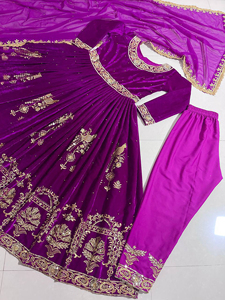 Ndian akistani tyle Eavy URE iscose elvet ITH mbroidery equequin orork ONG narnarkali posee con upatta et para omen - Product Image 5