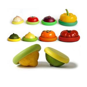 4 Pack round silicone lid food storage containers reusable silicone food fruit and vegetables huggers