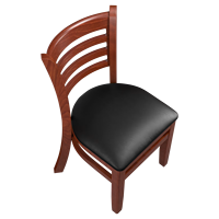 Chaise de restaurant en bois massif avec assise rembourrée en cuir PU, chaise de mobilier pour café, bistrot, hôtel, restauration rapide