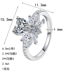 Anillo de moissanita personalizado VVS1 con corte de corazón 1ct, anillo de <span class=keywords><strong>compromiso</strong></span> chapado en rodio de Plata de Ley 925 para mujer - Product Image 6