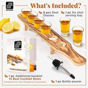 Shot Glasses Bulk Servindo Bandeja Tequila Shot Óculos com Suporte De Madeira-Pequenos Óculos Clear Shot