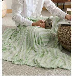 بطانية خيزران فاخرة بطبقة مزدوجة مبطن تقنيات منسوجة مخططة خفيفة لغرفة النوم الصيفية رميات يمكن ارتداؤها - Product Image 4