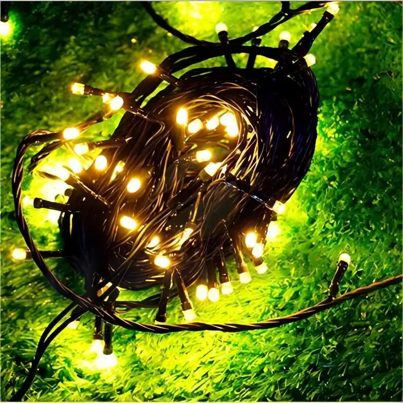 Outdoor Holiday Xmas Christmas Indoor Tree Decor Plug Warm White PVC Wire Twinkle Curtain Icicle 10m 100 LED Fairy String Light