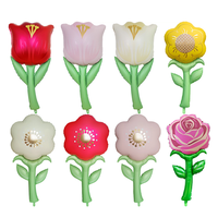 Ballons géants en aluminium à motifs floraux de 53 pouces, roses et tulipes, pour la Saint-Valentin, les mariages, les anniversaires, les décorations de fête pour couples, conformes aux normes CE et CPC
