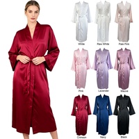 Robes Kimono en Satin de Soie Mat à Manches Longues pour Femmes Grandes Tailles, 12 Couleurs, Douces, pour Mariée, Demoiselle d'honneur, Soirée Nuptiale, Spa, Longue Robe de Matin