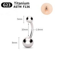 Cincin Pusar Titanium G23 ASTM F136 14G Bulat Zirkon Ulir Luar Perhiasan Tindik Alis Tubuh