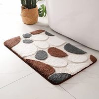 Kieselstein-Design Badematten Superweiche Mikrofaser Saugfähiger Teppich Waschbares Badematten-Set für Badewanne und Dusche