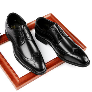 Elegant High Quality Men's Brogue Derby Shoes Comfortable Soft Insole with <b>Pointed</b> Toe Vintage-Style Wedding Shoes - Product Image 1