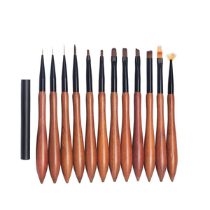 Stylo de dessin pour ongles à poignée en bois, poils en nylon, tête universelle pour salon de manucure, pinceau professionnel pour nail art - Product Image 1