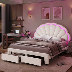 <span class=keywords><strong>Lit</strong></span> King Size et <span class=keywords><strong>Lit</strong></span> Enfant <span class=keywords><strong>de</strong></span> Style Mid-Century Moderne avec Rangement et Tête <span class=keywords><strong>de</strong></span> <span class=keywords><strong>Lit</strong></span> Lumineuse - Product Image 4
