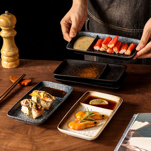 Plato de rejilla retro <span class=keywords><strong>japonés</strong></span>, plato de <span class=keywords><strong>sushi</strong></span> con compartimento para salsa de inmersión. Se puede utilizar con fines comerciales o domésticos - Product Image 3