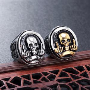 Joyería de Acero Inoxidable 316L para Hombre, Anillo de Calavera Gótica con Dedo Medio, Estilo Dominante, para Motociclistas, Punk y Rock - Product Image 2