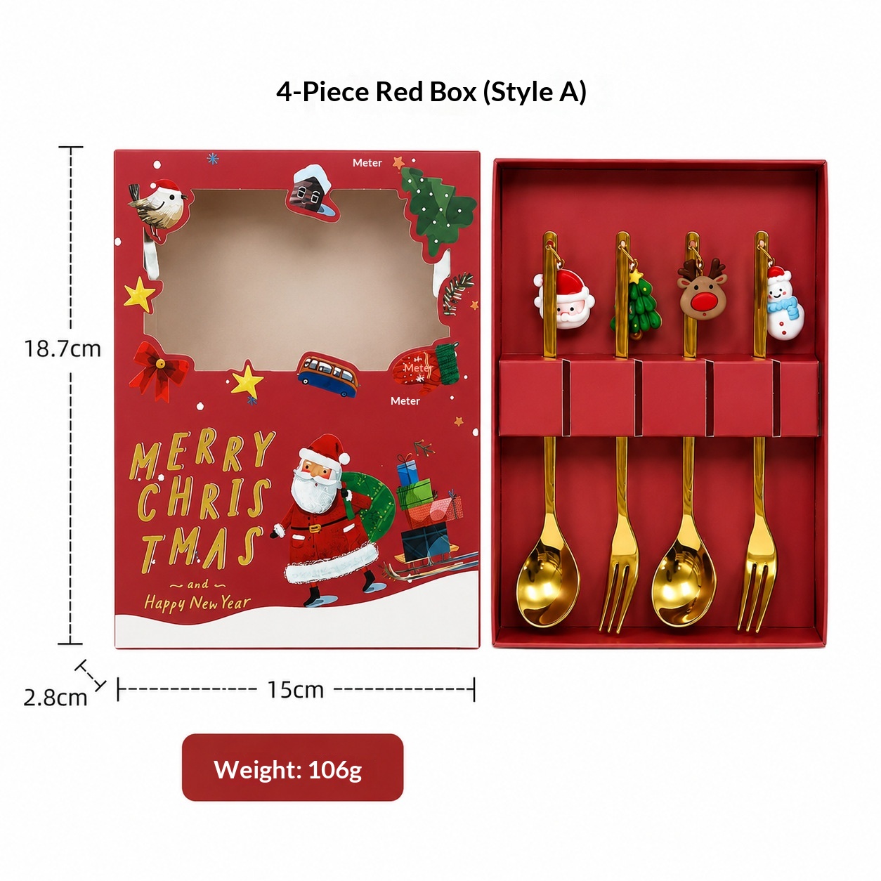 Gold red box set of 4 A
