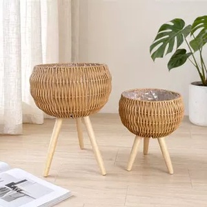 Vente <span class=keywords><strong>en</strong></span> gros usine : Pots de fleurs <span class=keywords><strong>sur</strong></span> <span class=keywords><strong>pied</strong></span> <span class=keywords><strong>en</strong></span> herbe faits à la main avec pieds <span class=keywords><strong>en</strong></span> <span class=keywords><strong>bois</strong></span>, jardinières améliorées, parfaites pour la décoration de salon, <span class=keywords><strong>en</strong></span> vrac - Product Image 6