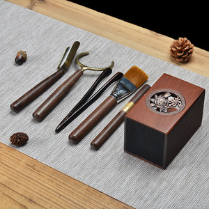 Service à thé en bois d'ébène pour six personnes, accessoires de thé Kung Fu en bois de rose, forme rectangulaire, pour cérémonie du thé - Product Image 4