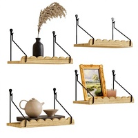Étagères flottantes festonnées durables, lot de 4, 118 pouces, en bois de Paulownia, étagères murales rustiques pour plantes, salle de bain, chambre, salon