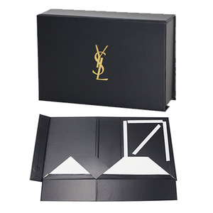 Luxury Packaging Gift Box Luxury Elegant Black Folding Box With Logo Gold Foil Stamping Black Gift Box With Folding Magnetic Lid Packaging Shipping Box