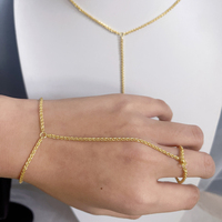 Ensemble de bijoux empilables pour femme, collier lariat, bague et bracelet en laiton plaqué or, chaîne torsadée minimaliste, vente en gros, nouveauté