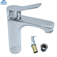 Robinet de lavabo monotrou chromé avec noyau de valve en céramique Robinets d'évier de salle de bain montés sur le pont classique Mitigeur Eau chaude et froide