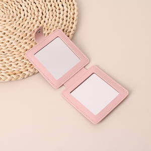 Miroir de maquillage portable pliable de poche en cuir PU avec grossissement 1X/2X, miroir de maquillage de qualité supérieure, remise sur les achats multiples - Product Image 2