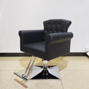 Sillón de Barbería Moderno de Cuero Sintético con Bomba Hidráulica, Altura Ajustable y Base Cuadrada, Muebles de Salón - Product Image 4