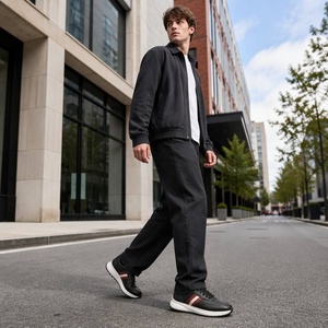 Baskets basses de luxe pour homme à rayures Heritage, en cuir véritable, chaussures décontractées de créateur avec semelle en caoutchouc épaisse de style rétro - Product Image 1