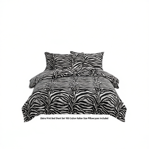 Juego de Sábanas con Estampado de Cebra, 100% Algodón, Tamaño Italiano, Incluye Fundas de Almohada - Product Image 3