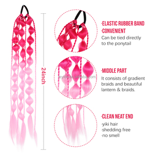 Ombre Bleu 24 Inch Box Braid Hair Mini Twist Hair Synthétique Ponytail Headpiece avec Bande <span class=keywords><strong>de</strong></span> Cheveux Élastique - Product Image 6