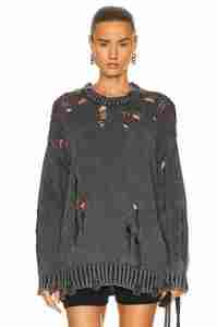 Maglione Vintage Personalizzato da Donna Oversize con Effetto Consumato, Pullover Lavorato a <span class=keywords><strong>Maglia</strong></span> con Intarsio Jacquard e Lettere - Product Image 4