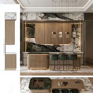 Juego de Muebles de Cocina Italianos de Lujo BALOM, Combinación de Madera Maciza y Mármol, Gabinetes de Cocina con Certificación CE, Directo de Fábrica OEM - Product Image 3