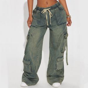 Nouvel Arrivage – Jean Large Femme de Haute Qualité, 100% Coton, Délavé à l'Acide, Style Urbain, Cargo Baggy en Denim - Product Image 1