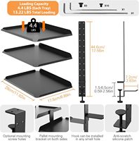 Étagère de bureau réglable à 3 niveaux en acier au carbone moderne, avec pince métallique, plateau de rangement antidérapant et support pour casque, pour la maison et le salon