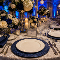 Assiettes de présentation 13 pouces bleu profond à paillettes, style ciel étoilé galaxie, en plastique PP pour décoration de table de mariage, banquet et fête