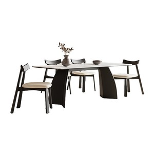 Italian Style Solid Wood Slab <b>Dining</b> <b>Table</b> Set 6 Piece Rectangular Modern Minimalist <b>Space</b> <b>Saving</b> <b>Dining</b> Room Furniture - Product Image 3