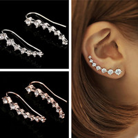 Version coréenne de bijoux haut de gamme Dangle & Chandelier drame avec le même strass longues boucles d'oreilles de mariée pour la saint-valentin