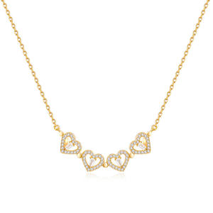 สร้อยคอแฟชั่นใหม่รูปใบโคลเวอร์สี่แฉกประดับเพชร พับได้ พร้อมจี้รูปหัวใจประดับเพชรคิวบิกเซอร์โคเนียสี่เม็ด สำหรับผู้หญิงและเด็กผู้หญิง - Product Image 5