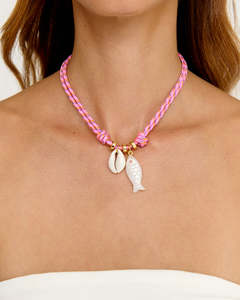 Collar con Colgante de Pez de Piedra Natural, Cordón Ajustable de Nailon Colorido, Gargantilla de Moda, Joyería Hecha a Mano para Mujer, Venta al por Mayor - Product Image 4