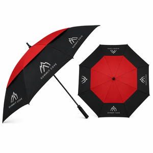 Custom Corporate Golf Semi Automatic Straight Polyester <b>Windproof</b> Promo Event Giveaway Branding Merch Kit Set golf <b>umbrella</b> - Product Image 3