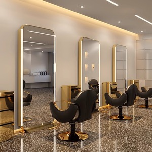 Espejo de <span class=keywords><strong>Barber</strong></span>ía de Pie de Alta Calidad al por Mayor de Fábrica, Espejo de Vidrio LED de Doble Cara Moderno y Sencillo para Salón y <span class=keywords><strong>Barber</strong></span>ía - Product Image 6