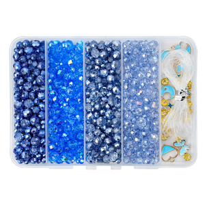 Tema personalizzato in stile blu <span class=keywords><strong>perline</strong></span> di cristallo di vetro <span class=keywords><strong>perline</strong></span> di cristallo per la creazione di gioielli fai da te braccialetti Kit - Product Image 1