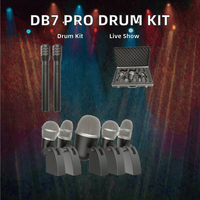 Kit de microphones professionnels dynamiques cardioïdes en métal pour batterie, ensemble de 7 pièces XLR pour enregistrement et performance scénique, communication filaire