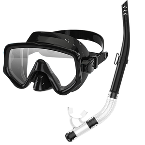 Nuevo juego de esnórquel de dos piezas <span class=keywords><strong>con</strong></span> máscara de silicona ancha y tubo de respiración semiseco, lente templada, equipo de buceo - Product Image 1