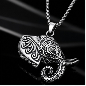 yunnique Stainless Steel <b>Elephant</b> Pendant Necklace Unisex Fashion Jewelry <b>Gift</b> Occasion Animal Shape Geometric Design - Product Image 2