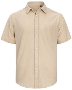 Wholesale <b>Men's</b> Anti-Wrinkle Cotton <b>Linen</b> <b>Shirts</b> <b>Short</b> <b>Sleeve</b> Button Up Vacation Beach Tops with Pocket - Product Image 5